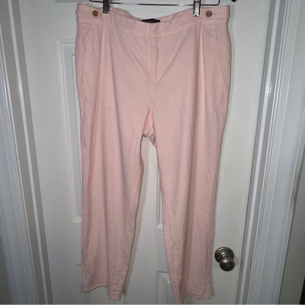 Banana Republic Avery Lined Linen-Cotton Blend Ankle Pants Sz.10. Pastel Pink.